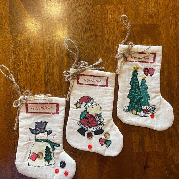 3 mini Christmas stocking decorations - Picture 2 of 3